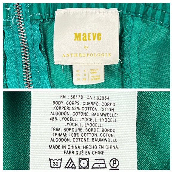 ANTHROPOLOGIE Maeve Elizabeth Button-Front Dress Green Christmas Retro Career - Picture 9 of 10